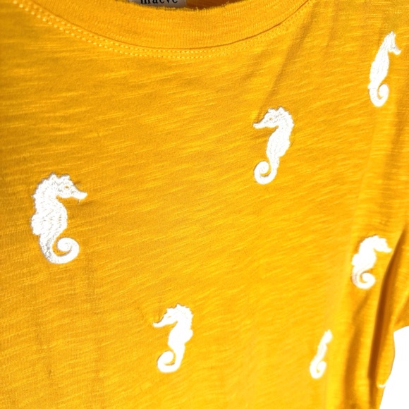 Anthropologie MAEVE ☀️ The Caitlin Embroidered Sea Horse Orange Boxy Tee - Picture 5 of 8